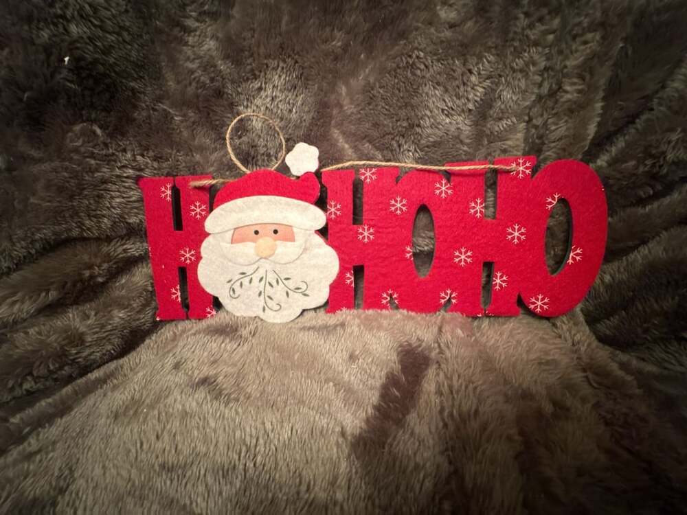 Christmas Ho Ho Ho Santa Claus Hanging Wall Sign Red White MDF